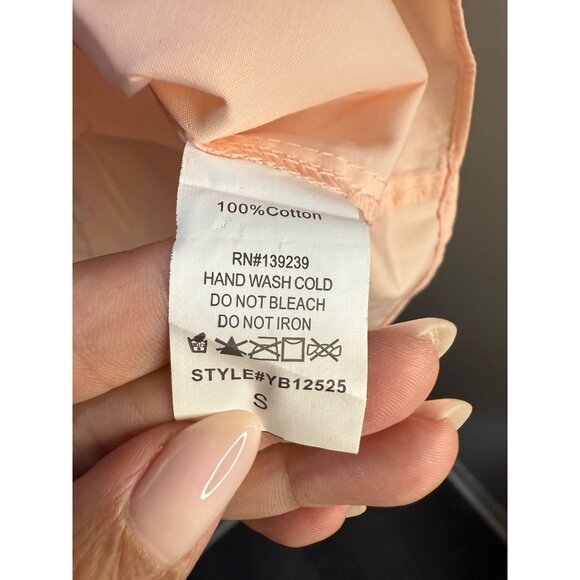 DO+BE Peach Off-Shoulder Smocked Blouse S 100% Cotton - Picture 9 of 12